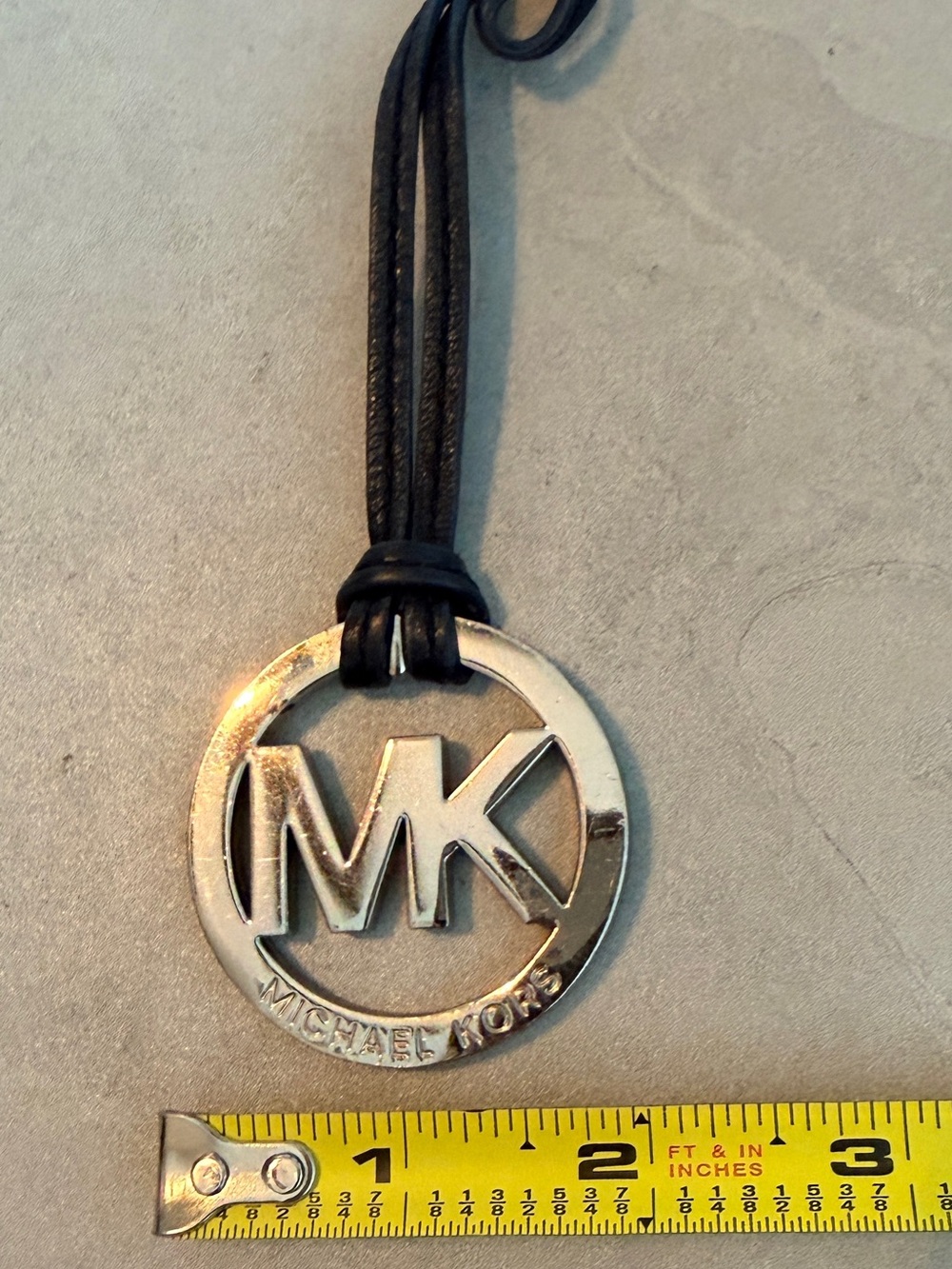 Michael Kors Silver Tone  And Black Leather Bag Charm, Preowned - Picture 4 of 4